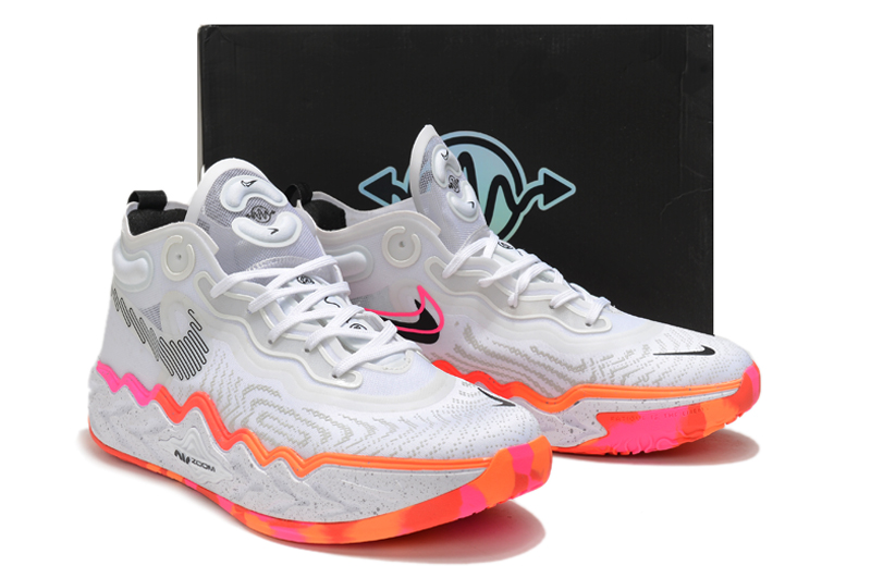 2021 Nike Zoom GT Run Basketball Shoes White Orange Grey - Click Image to Close